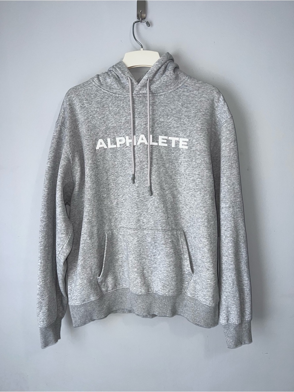 Alphalete Hoodie Mens Large Gray Heather Spell Out Logo Pullover Athletic Gym